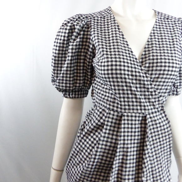TOPSHOP 9-9 Gingham Tulip Minidress In Monochrome SIZE US 2 BLACK WHITE - Picture 2 of 9